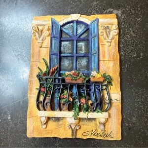 Wall Decor Plaque 3D Vassileva Paisian Beautiful Window with Flowerpot Wall Plaq